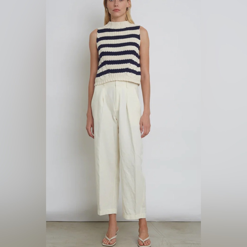 Eleven Six Lily Striped Sweater‎ Vest in Ivory and Navy.